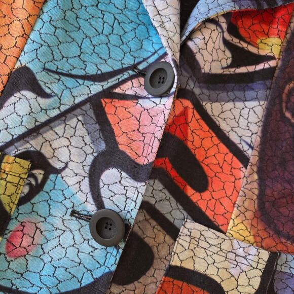 Shana Art to Wear Upcycled Tunic Top Size L Geometric Abstract Mesh Colorful - Picture 9 of 11